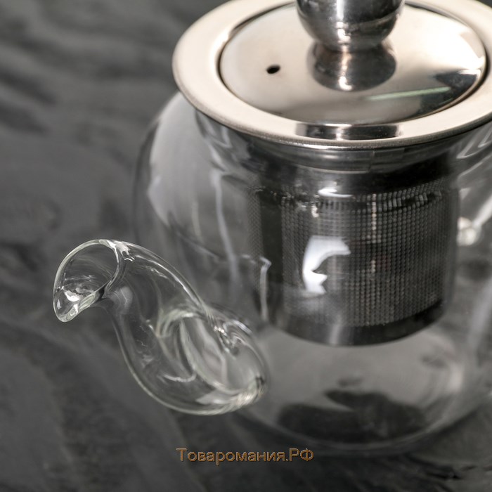 Чайник стеклянный заварочный с металлическим ситом «Калиопа», 250 мл, 15×8×9 см