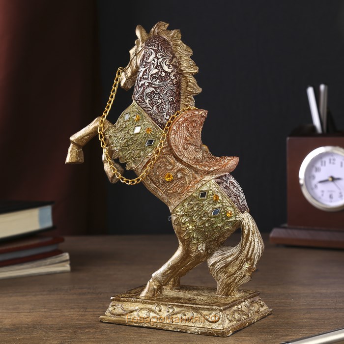 Сувенир полистоун "Конь императора на дыбах" стразы МИКС 19,5х13,5х7 см