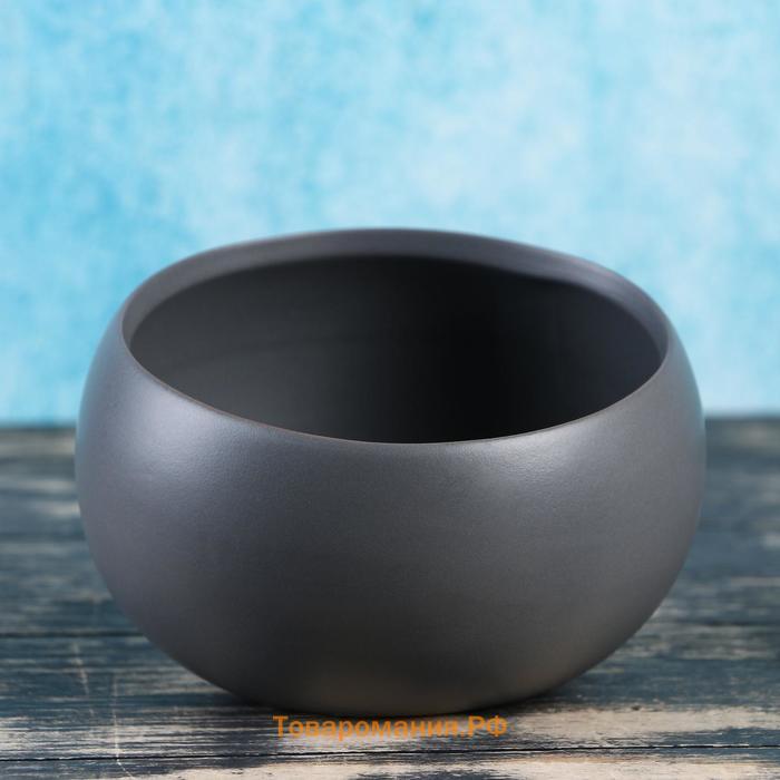 Кашпо-бонсайница керамическое круглое "Скошенное" МИКС  9*9*6 см