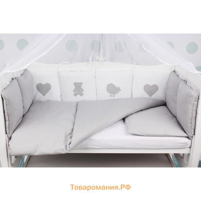 Комплект в кроватку Premium Кроха, 18 предметов, серый