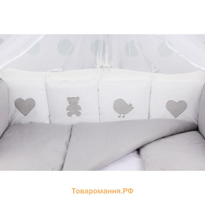 Комплект в кроватку Premium Кроха, 18 предметов, серый