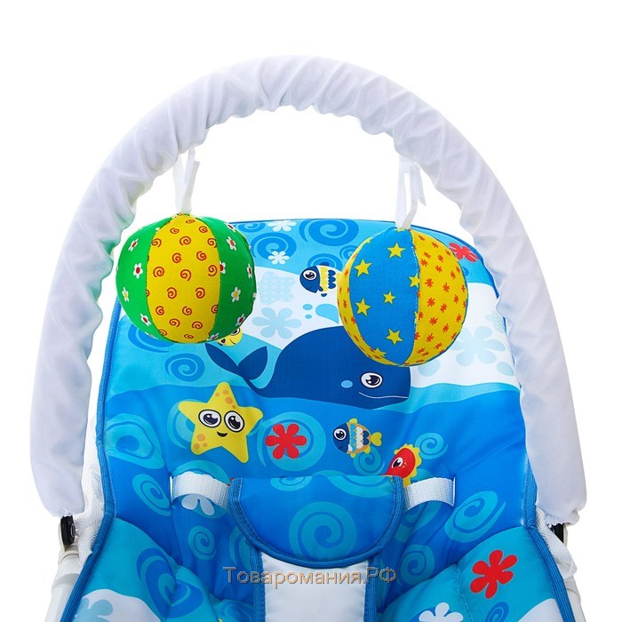 Шезлонг-качалка для новорождённых «Морское приключение», игровая дуга, съёмные игрушки МИКС