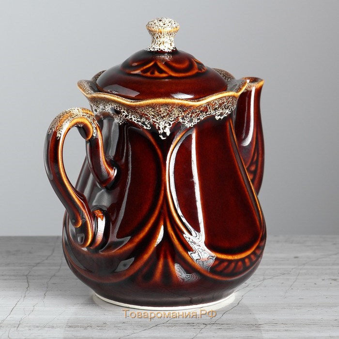Чайник для заварки "Ажур", коричневый, керамика, 0.6 л