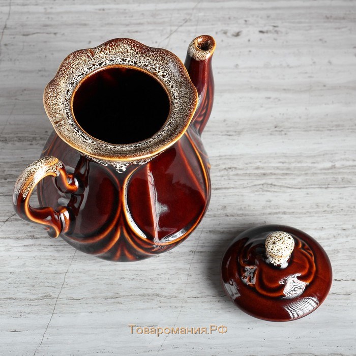 Чайник для заварки "Ажур", коричневый, керамика, 0.6 л