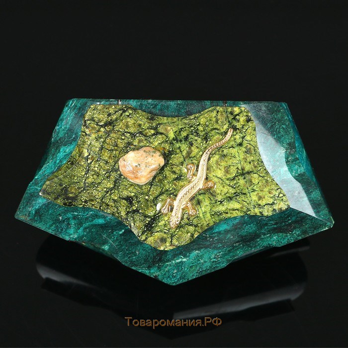 Ларец "Пятигранный" 16х9х8 см, натуральный камень, змеевик