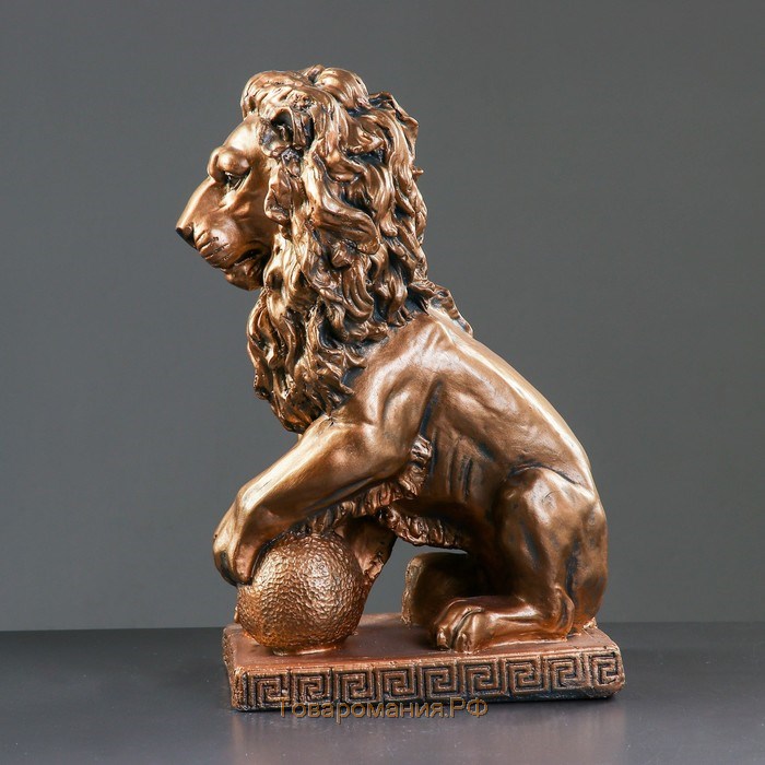 Фигура "Лев сидя с шаром" бронза, 29х18х45см