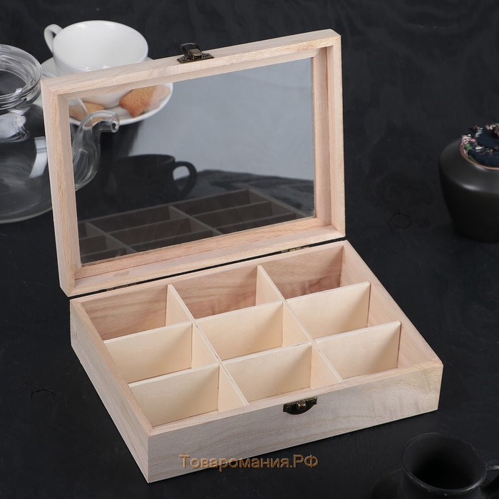 Ящик для хранения чайных пакетиков «Ахмадабад», 9 ячеек, 24×17,3×6,5 см