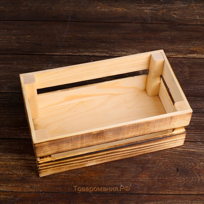 Кашпо деревянное 24.5×13.5×9 см "Двушка Лайт", двухреечное, обжиг Дарим Красиво