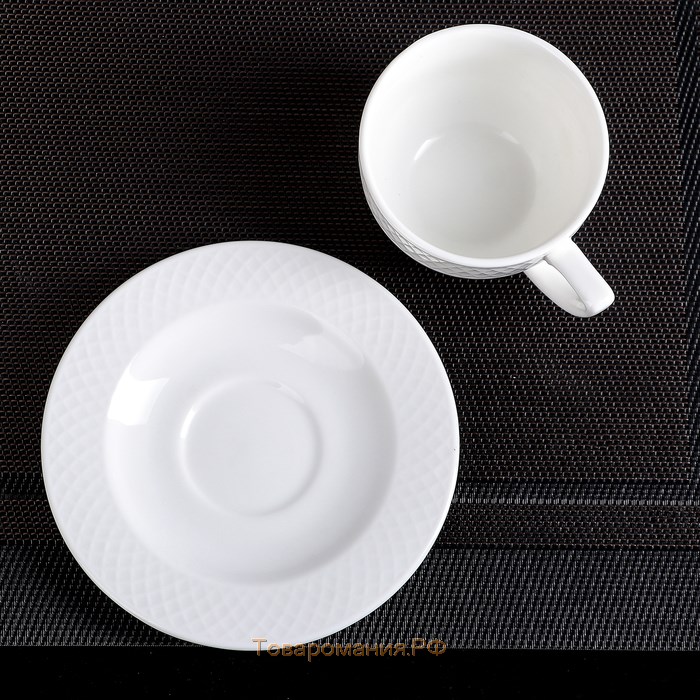Кофейная пара фарфоровая Wilmax «Юлия Высоцкая», 2 предмета: чашка 150 мл, блюдце d=13 см, цвет белый