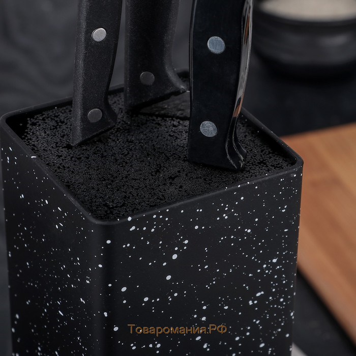 Подставка для ножей с наполнителем «Зефир», 22×10 см, цвет чёрный