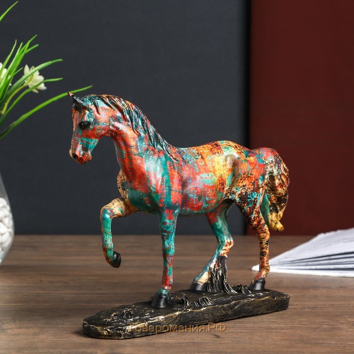 Сувенир полистоун "Конь аллюр - мазки краски" 22х30х6,5 см