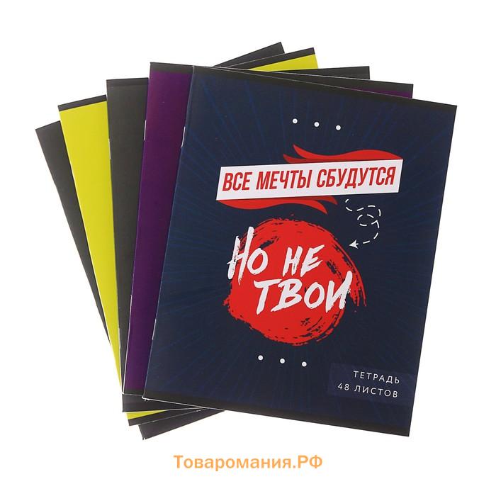 Тетрадь 48 листов в клетку, Calligrata «Надпись-1», обложка мелованный картон, блок офсет, МИКС