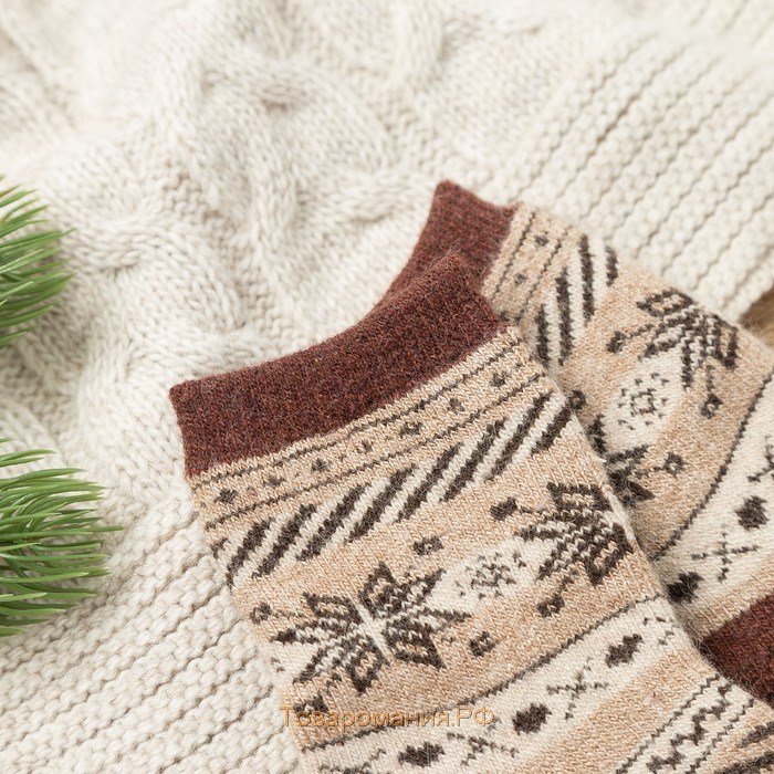 Носочки детские махровые MINAKU «Снежинки», цвет бежевый, размер 23-25 (16 см)