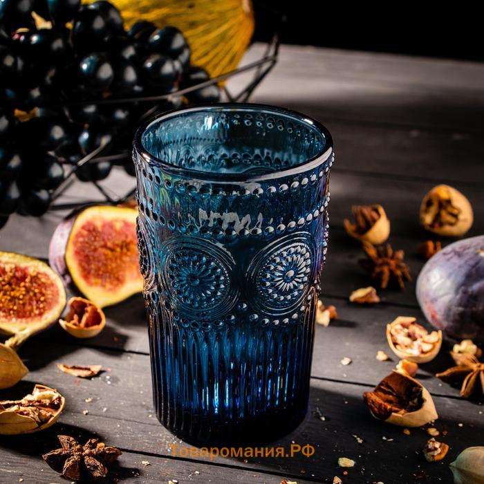 Набор стаканов стеклянных Magistro «Ларго», 350 мл, 6 шт, цвет синий
