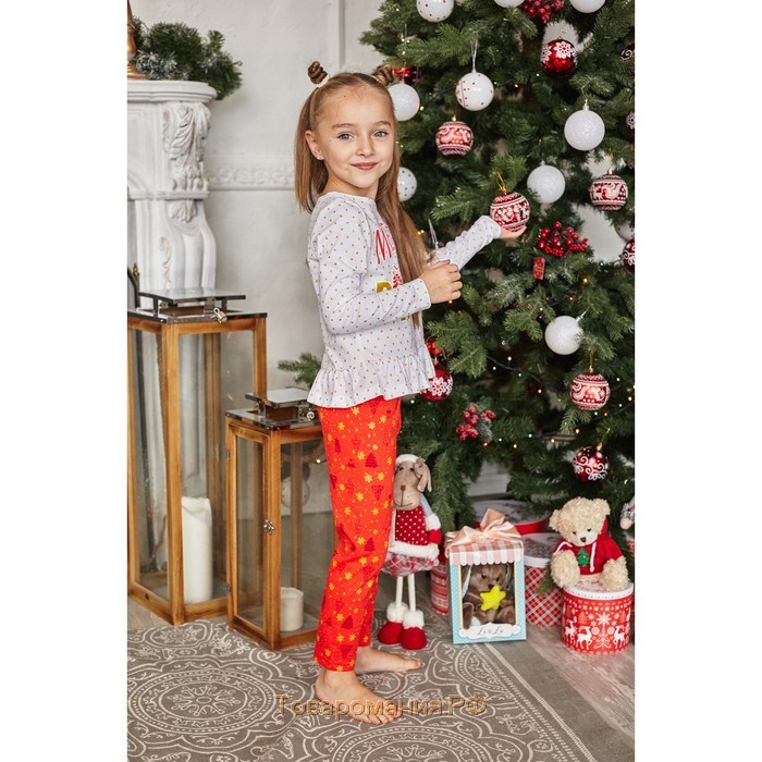 Пижама детская KAFTAN "Bright", размер 34 (122-128), цвет красный/белый