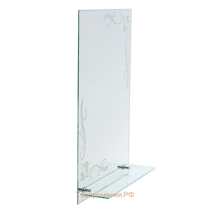 Зеркало, настенное, с пескоструйной графикой, с полочкой, 52×70 см