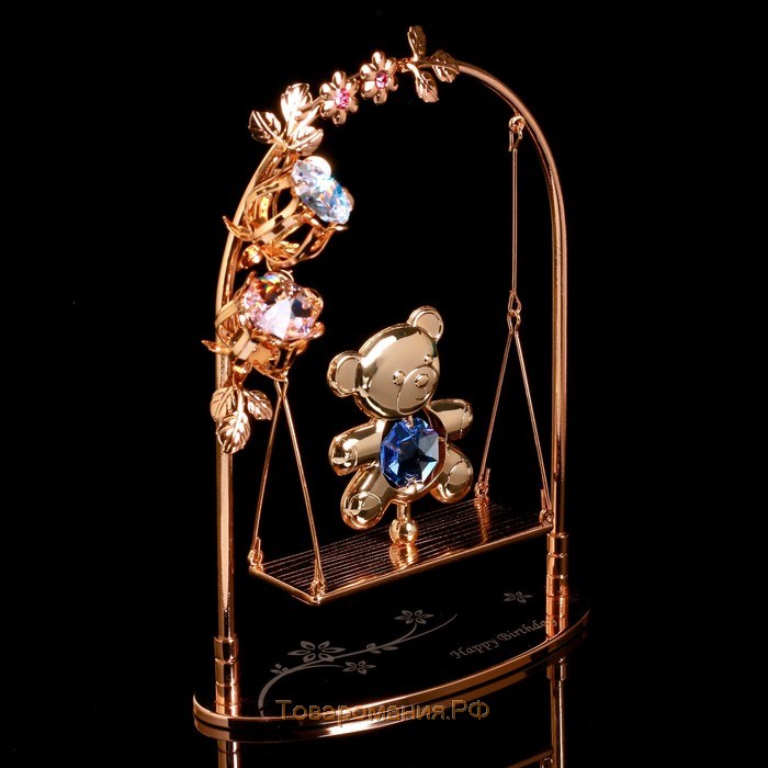 Сувенир с кристаллами  "Мишка на качелях" 13,2х10,5 см