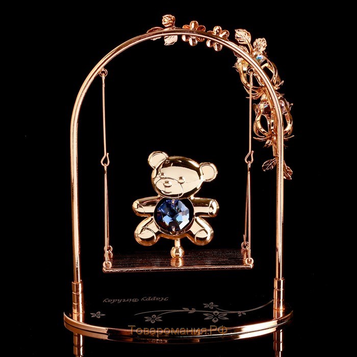 Сувенир с кристаллами  "Мишка на качелях" 13,2х10,5 см