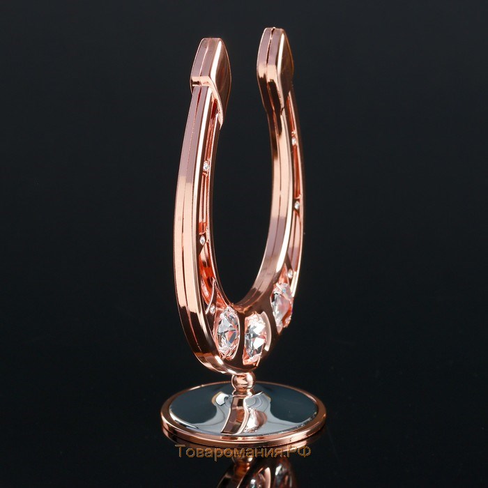 Сувенир с кристаллами Swarovski "Подкова" розовое золото 11,9х8,9 см