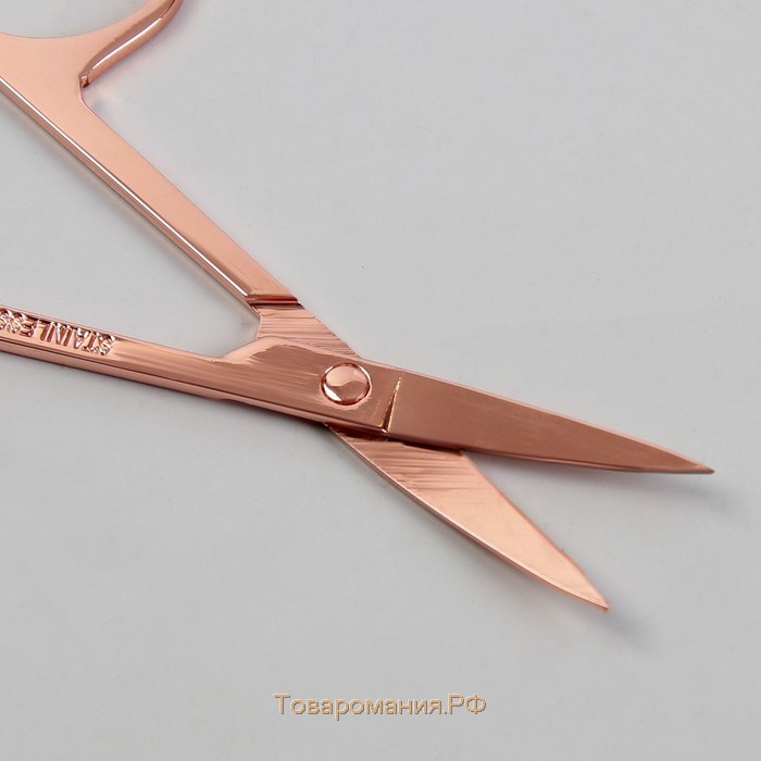 Ножницы маникюрные, загнутые, 9 см, цвет розовое золото