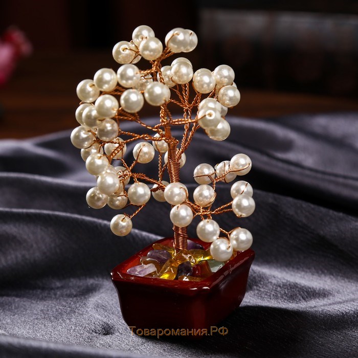 Сувенир бонсай "Жемчужное денежное дерево" 60 шт МИКС 16,5х10х5,5 см