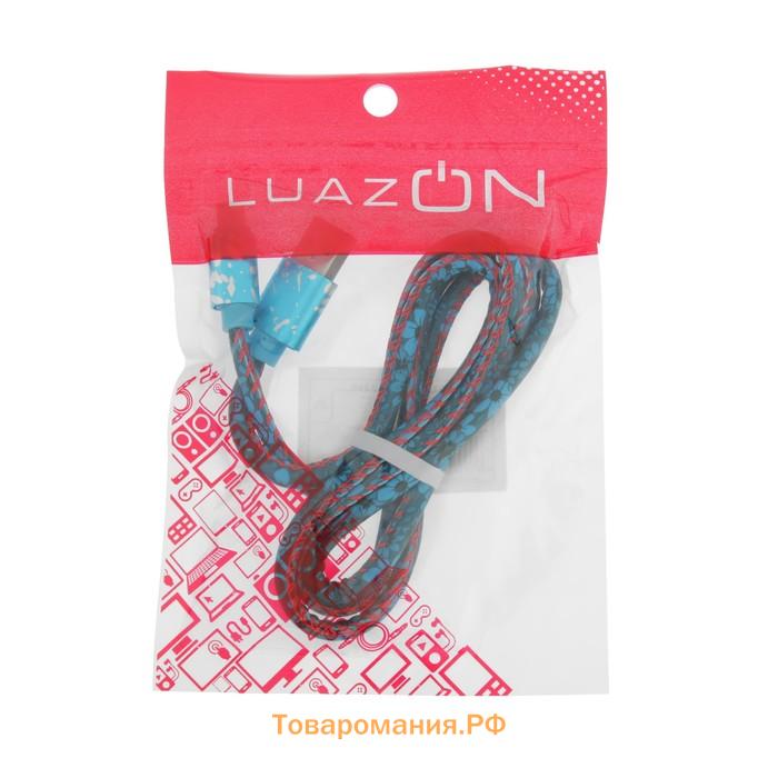 Кабель Luazon, microUSB - USB, 2.4 A, 1 м, оплётка экокожа, МИКС