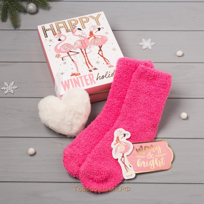 Подарочный набор KAFTAN «Новый год: Pink holidays» носки р, 36-39 (23-25 см), ёлочная игрушка