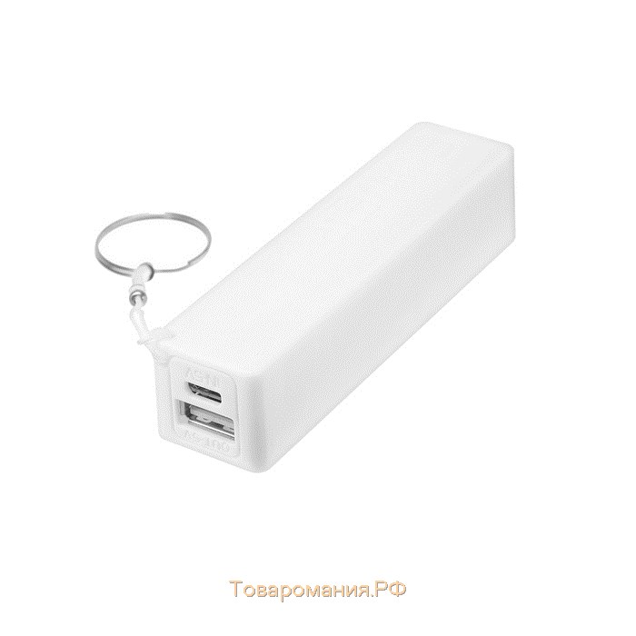 Внешний аккумулятор модель PB-03, 2200 мАч, USB, 1 А, крепление кольцо, белый