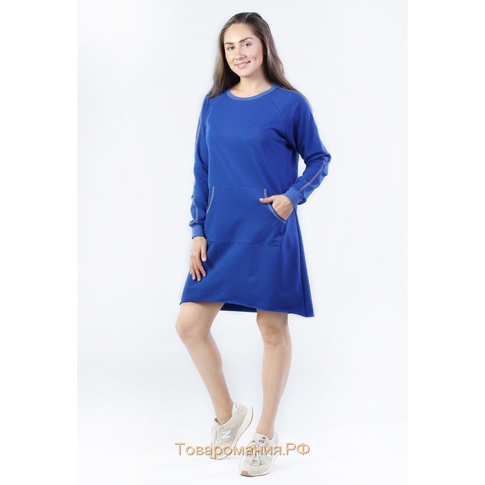 Платье-толстовка, размер 44, цвет синий