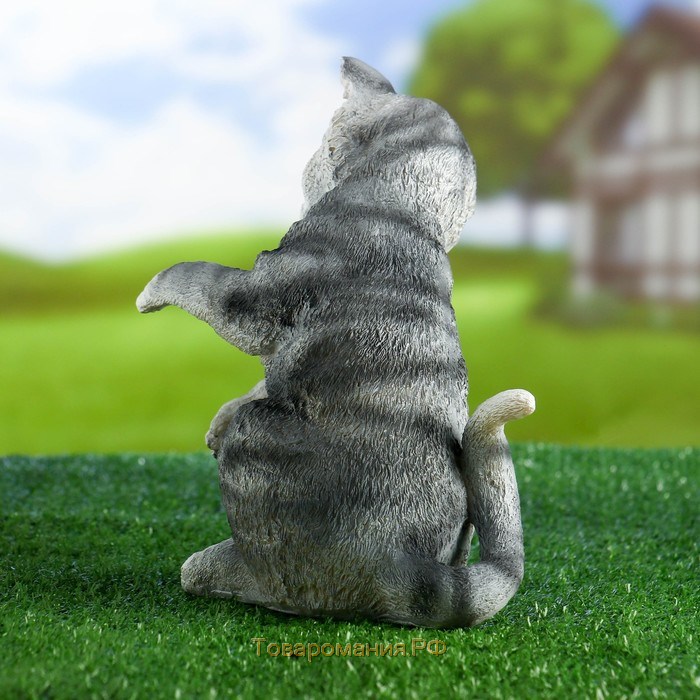 Садовая фигура "Котёнок Васька" серый, 16х19х26см