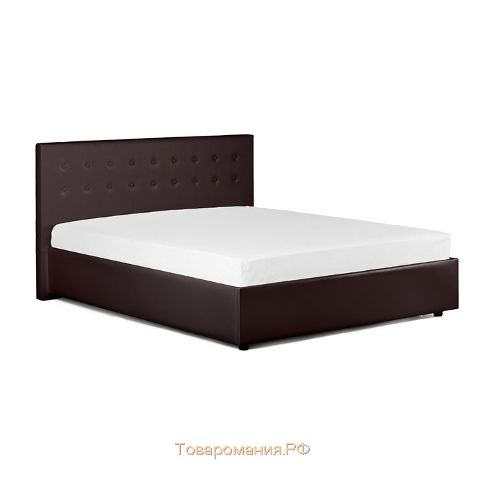 Кровать «Космопорт» без ПМ, 140×200 см, экокожа, цвет горький шоколад