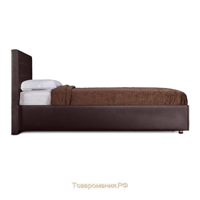 Кровать «Космопорт» без ПМ, 180×200 см, экокожа, цвет горький шоколад