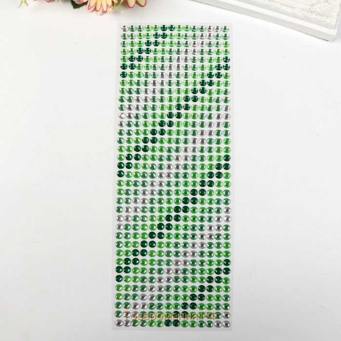 Наклейка пластик стразы "Градиент зелёного" 30х10,5 см