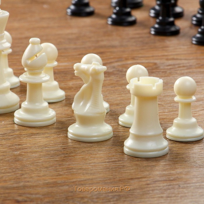 Шахматные фигуры, пластик, король h-7.5 см, пешка h-3.5 см