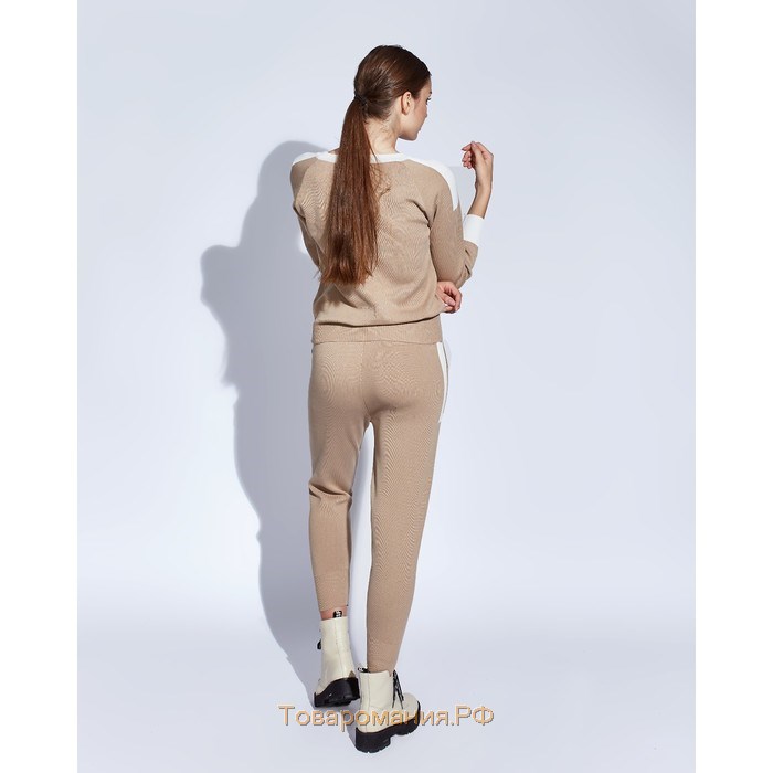 Костюм женский трикотажный MINAKU Jenna (свитшот, брюки), размер 44-46, цвет бежевый
