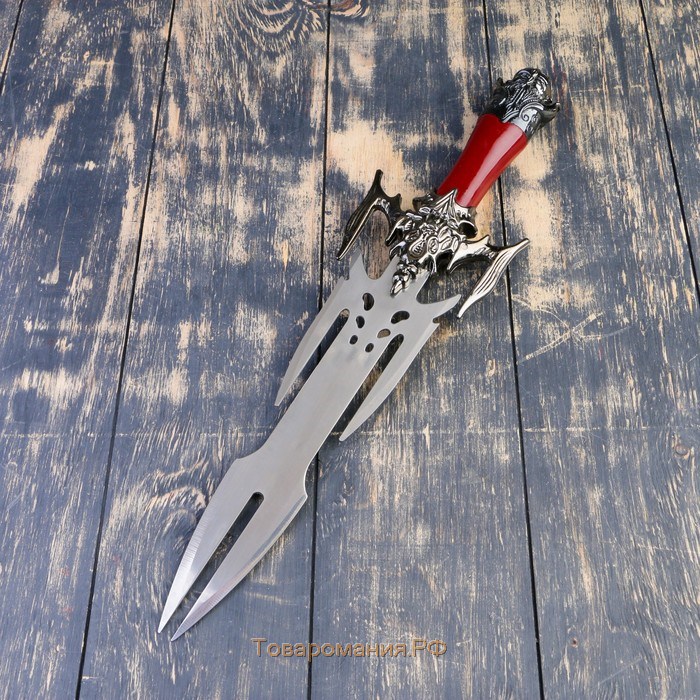 Сувенирный меч на планшете, раздвоенное лезвие, 45 см