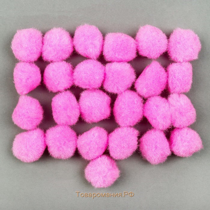 Набор текстильных деталей для декора «Бомбошки» 25 шт. набор, размер 1 шт: 2 см, цвет ярко-розовый