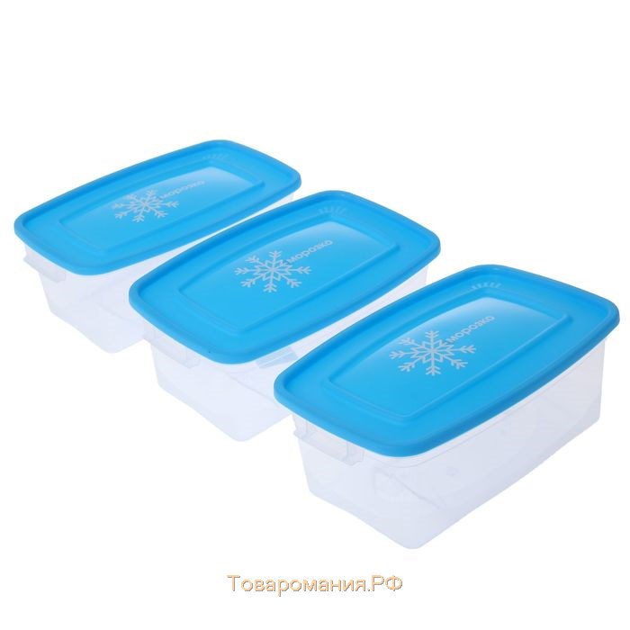 Набор прямоугольных контейнеров для замораживания продуктов «Морозко», 1 л , 3 шт, цвет МИКС