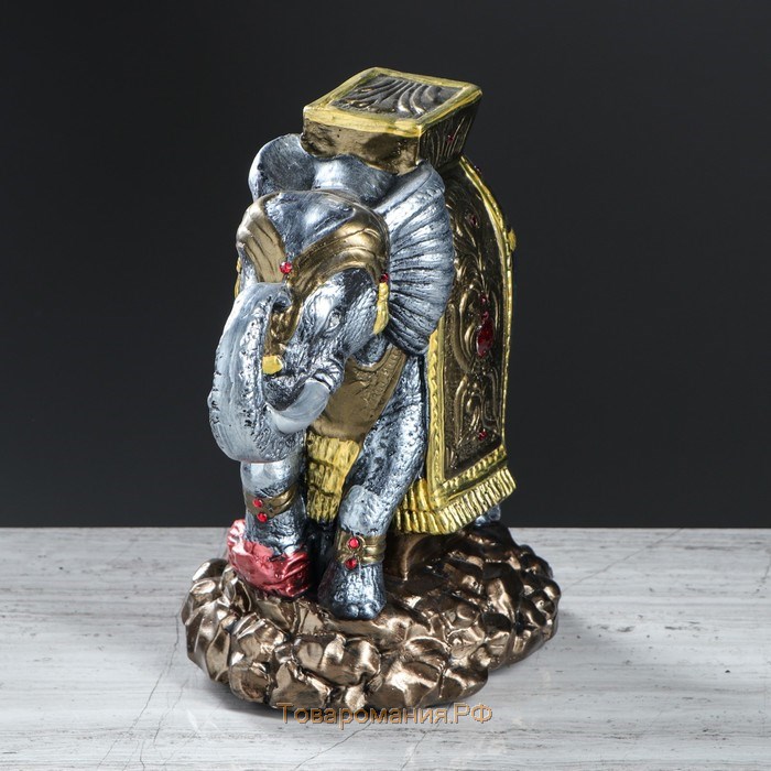 Статуэтка "Слон на камнях", разноцветная, гипс, 25 см