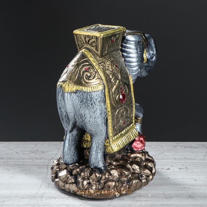 Статуэтка "Слон на камнях", разноцветная, гипс, 25 см