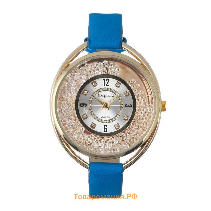 Часы наручные женские "Кравьери", циферблат d=3.8 см, синий  микс