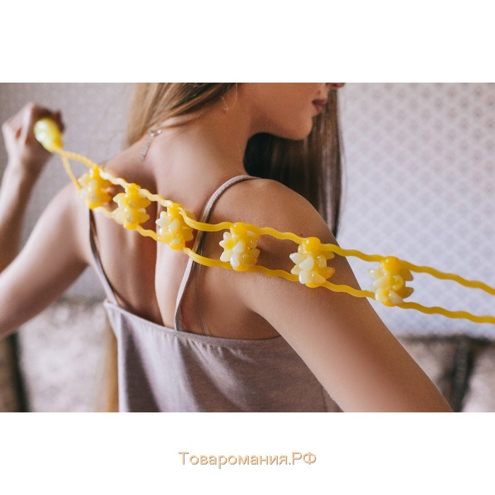 Массажёр-лента для спины, 6 звеньев, с шипами, 98 × 5 × 4 см, цвет жёлтый