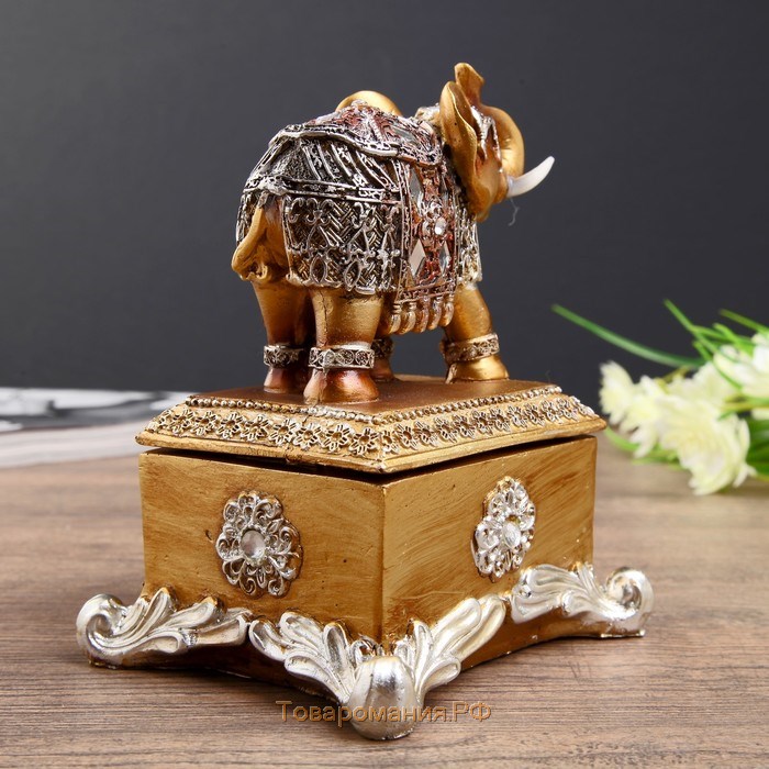 Сувенир полистоун шкатулка "Слон в попоне с зеркалами" 14,3х11,5х10 см
