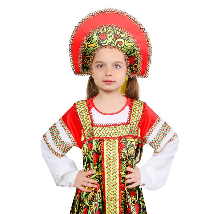 Русский народный костюм «Рябинушка» для девочки, р. 32, рост 122-128 см