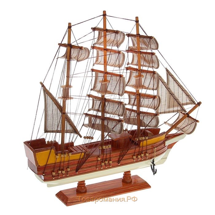 Корабль сувенирный средний «Диана», светлое дерево, паруса бежевые, 10×50×45 см