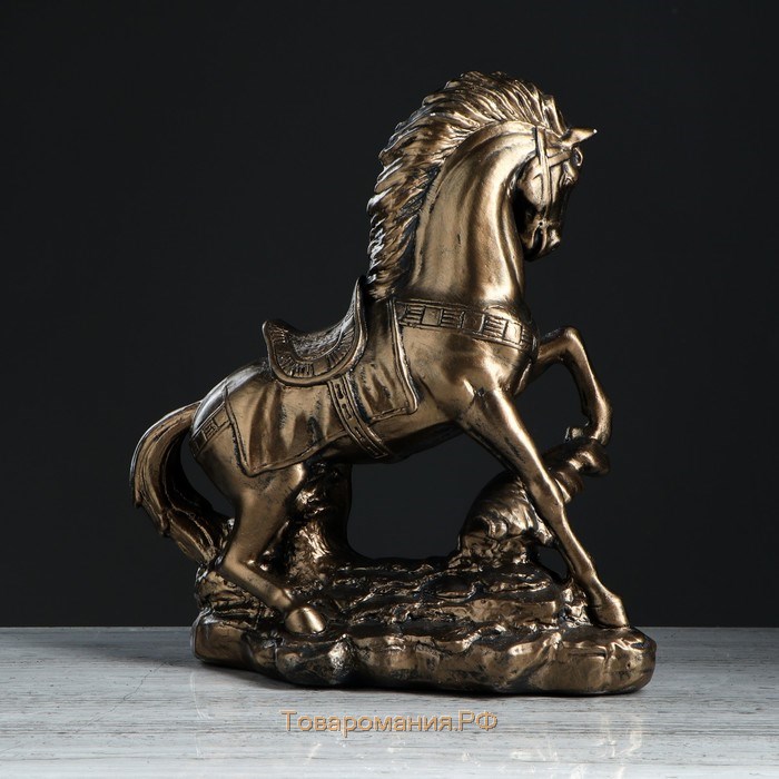 Статуэтка "Конь на дыбах", бронзовый цвет, 35х16х37 см