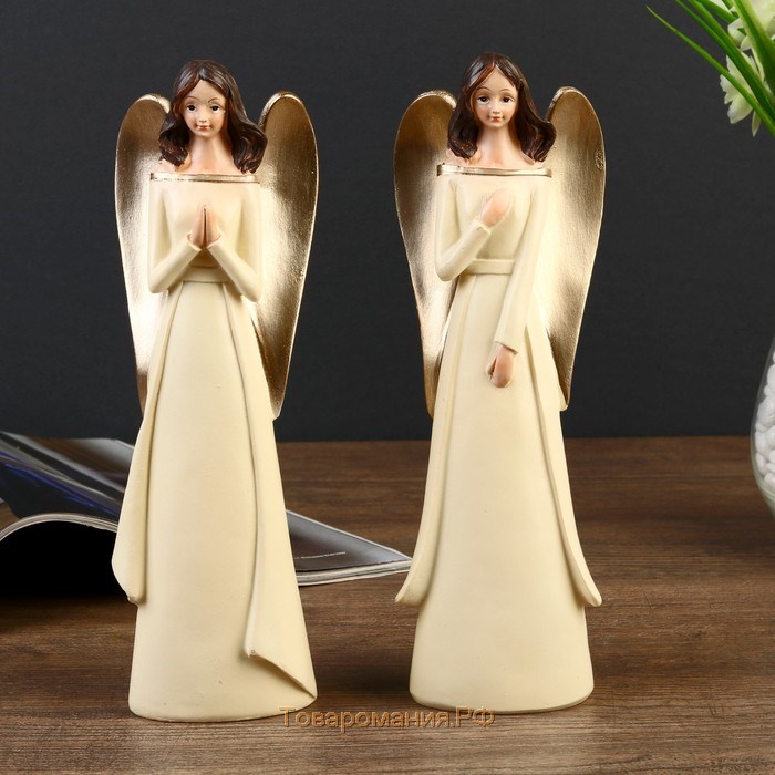 Сувенир полистоун "Девушка-ангел в белом платье со шлейфом" МИКС 21,7х4,5х7,5 см