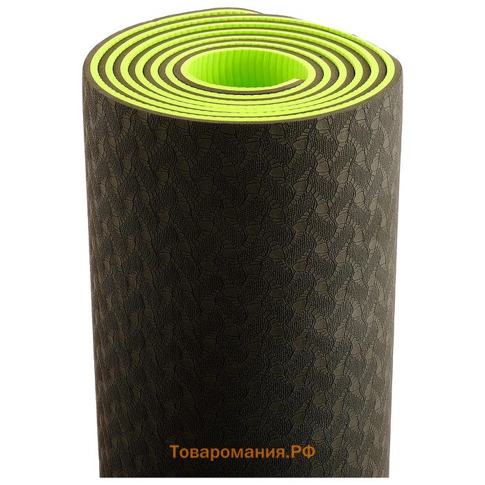 Коврик для йоги Sangh, 183×61×0,6 см, цвет тёмно-зелёный