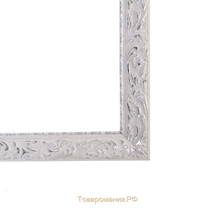 Рама для картин (зеркал) 50 х 70 х 4 см, дерево "Версаль", бело-серебристая