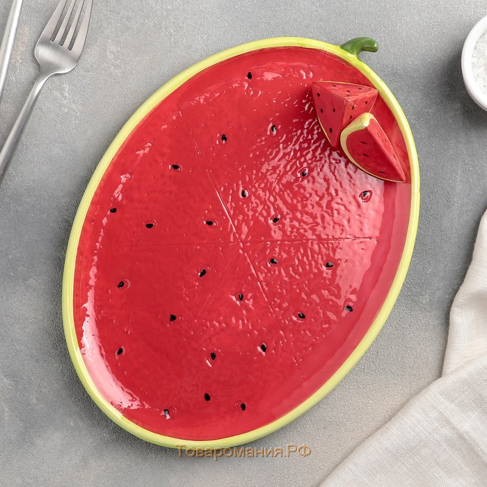 Блюдо сервировочное «Арбуз», 27×19×5,5 см, цвет красный